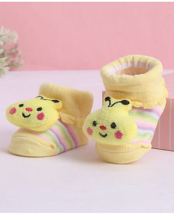 Cute Walk by Babyhug Socks With Animal Applique - Yellow