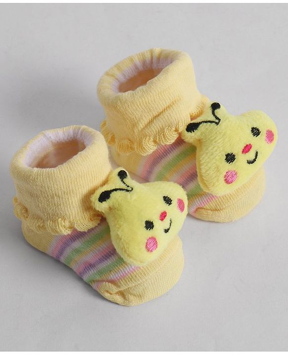Cute Walk by Babyhug Socks With Animal Applique - Yellow