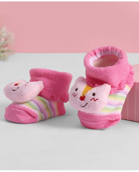 Cute Walk by Babyhug Socks With Animal Applique - Pink