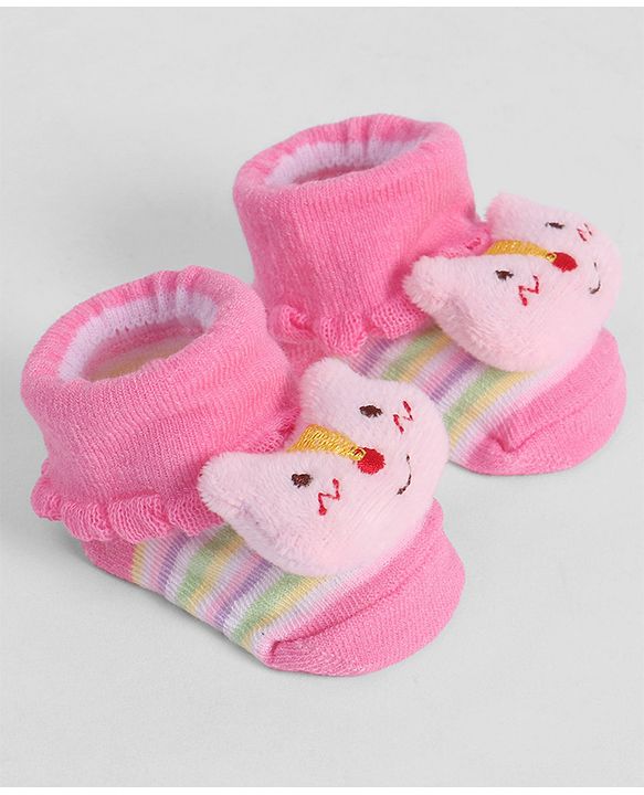 Cute Walk by Babyhug Socks With Animal Applique - Pink