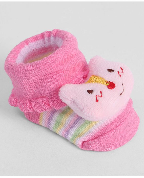 Cute Walk by Babyhug Socks With Animal Applique - Pink