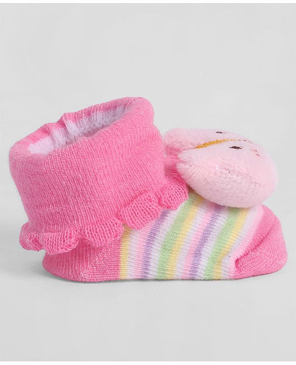 Cute Walk by Babyhug Socks With Animal Applique - Pink