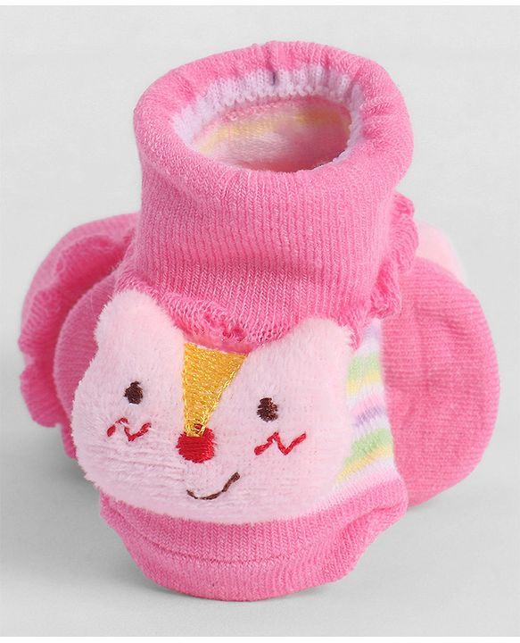 Cute Walk by Babyhug Socks With Animal Applique - Pink