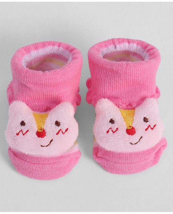 Cute Walk by Babyhug Socks With Animal Applique - Pink