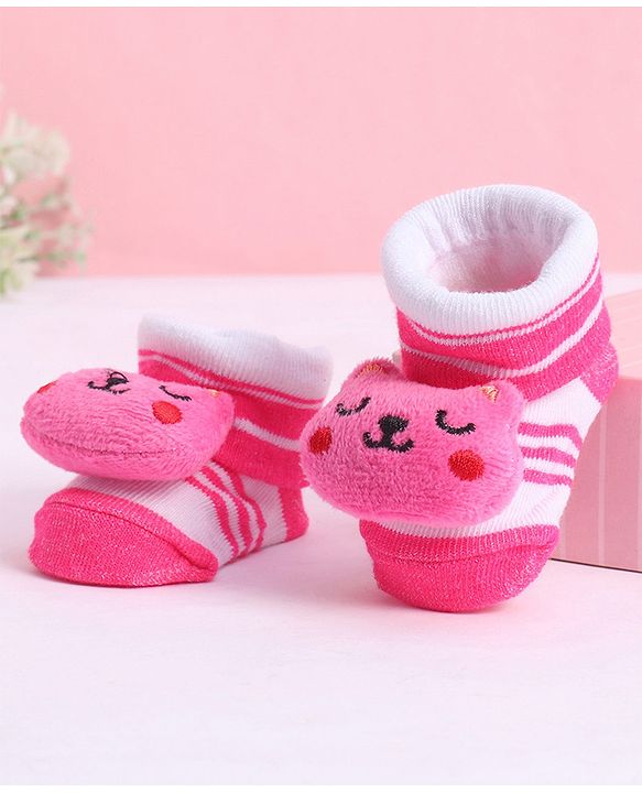 Cute Walk by Babyhug Socks With Animal Applique - Pink