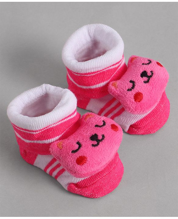 Cute Walk by Babyhug Socks With Animal Applique - Pink