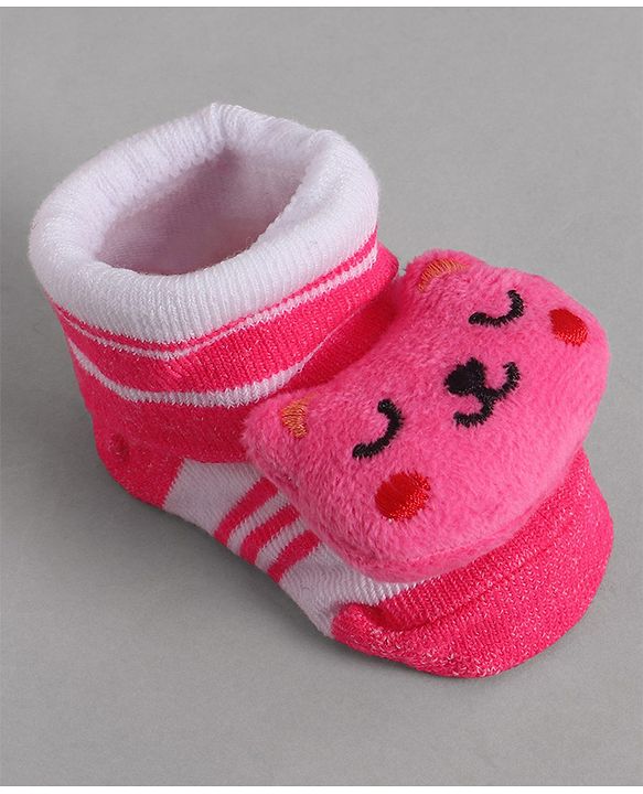 Cute Walk by Babyhug Socks With Animal Applique - Pink