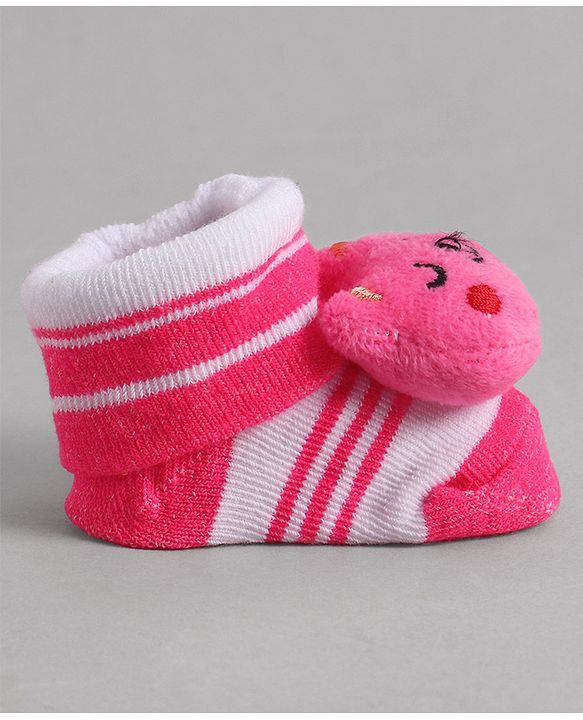 Cute Walk by Babyhug Socks With Animal Applique - Pink