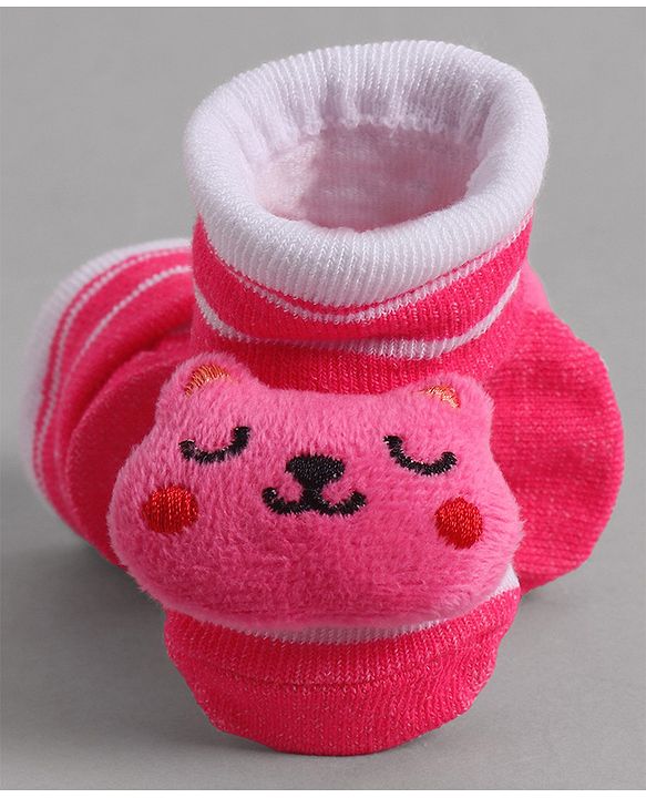 Cute Walk by Babyhug Socks With Animal Applique - Pink