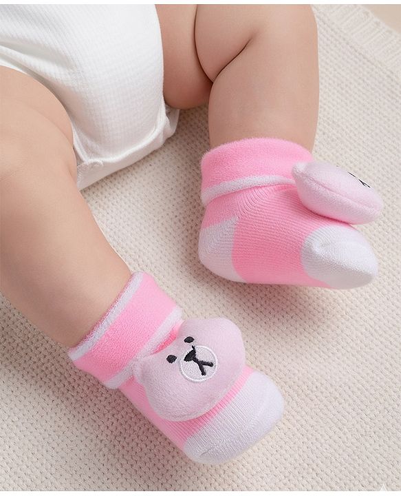 Cute Walk by Babyhug Socks With Animal Applique - Pink