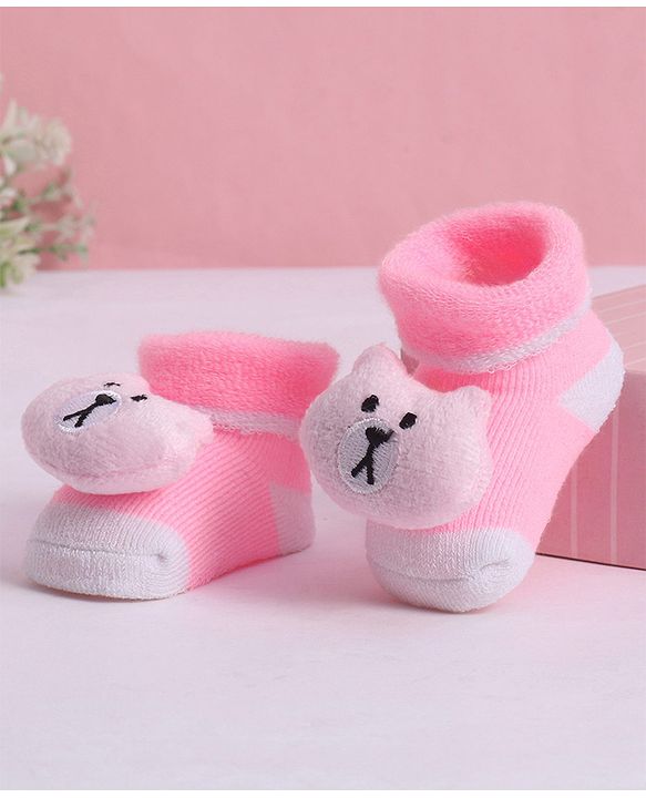 Cute Walk by Babyhug Socks With Animal Applique - Pink