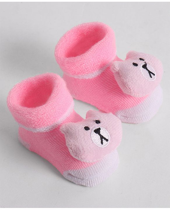Cute Walk by Babyhug Socks With Animal Applique - Pink
