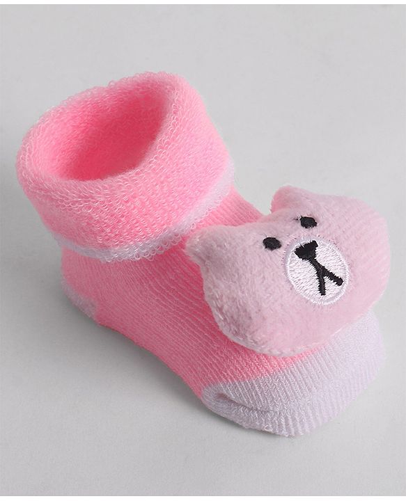 Cute Walk by Babyhug Socks With Animal Applique - Pink