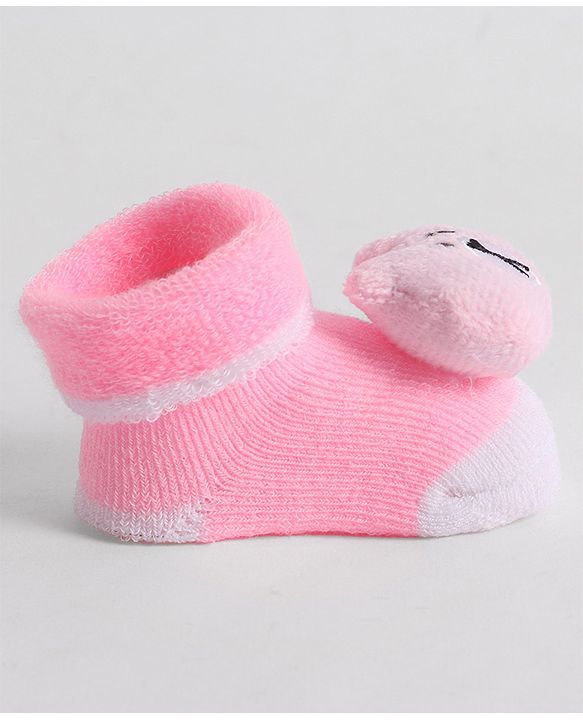 Cute Walk by Babyhug Socks With Animal Applique - Pink