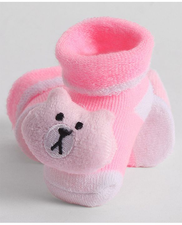 Cute Walk by Babyhug Socks With Animal Applique - Pink