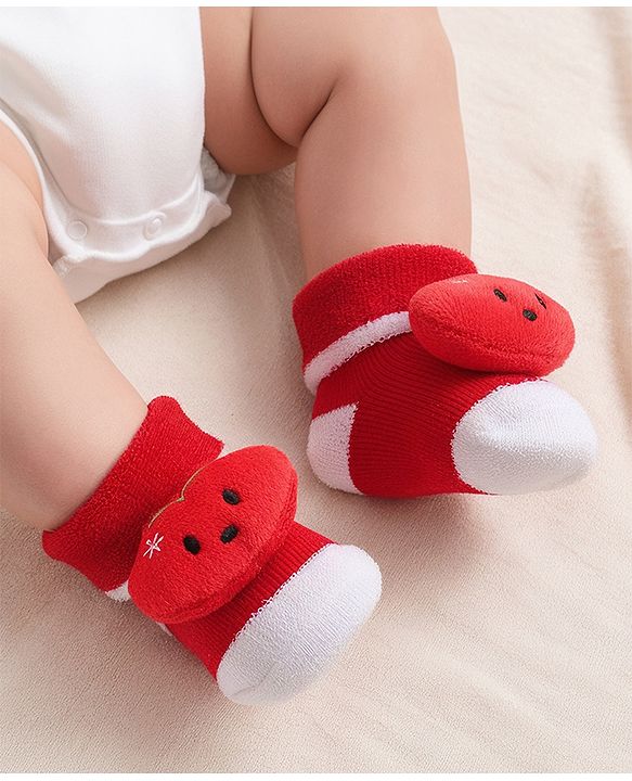 Cute Walk by Babyhug Socks With Animal Applique - Red