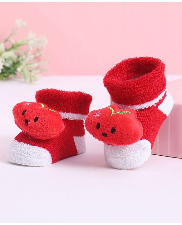 Cute Walk by Babyhug Socks With Animal Applique - Red