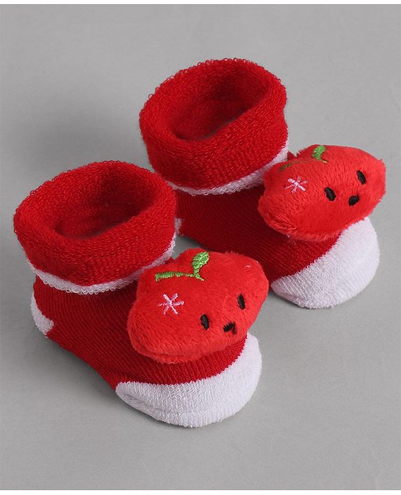 Cute Walk by Babyhug Socks With Animal Applique - Red