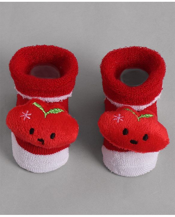 Cute Walk by Babyhug Socks With Animal Applique - Red