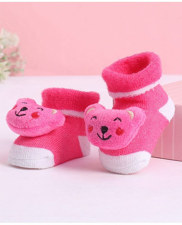Cute Walk by Babyhug Socks With Animal Applique - Pink