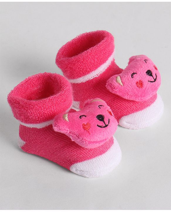 Cute Walk by Babyhug Socks With Animal Applique - Pink