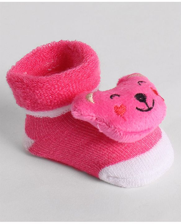 Cute Walk by Babyhug Socks With Animal Applique - Pink