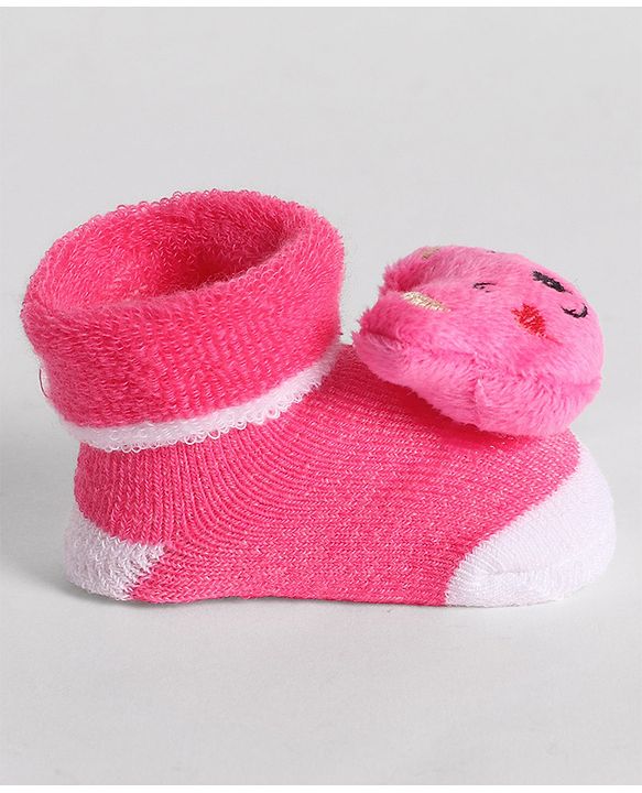 Cute Walk by Babyhug Socks With Animal Applique - Pink