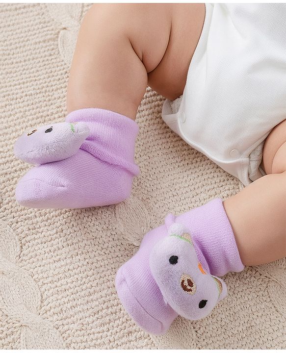 Cute Walk by Babyhug Socks With Animal Applique - Purple