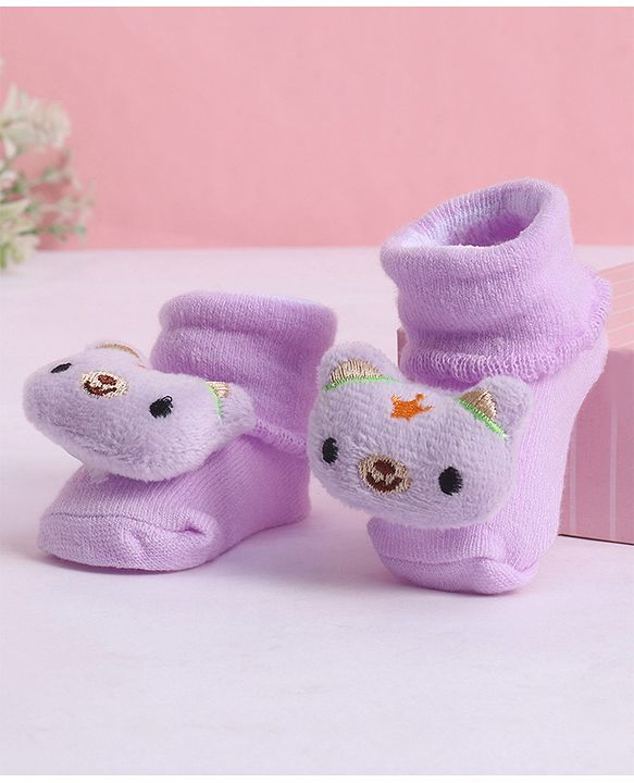 Cute Walk by Babyhug Socks With Animal Applique - Purple