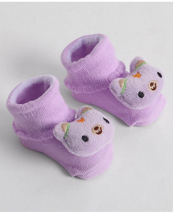 Cute Walk by Babyhug Socks With Animal Applique - Purple