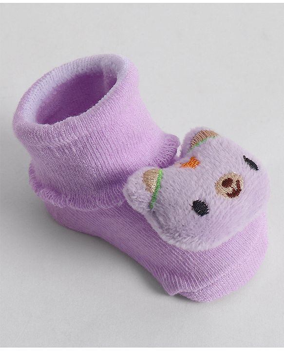 Cute Walk by Babyhug Socks With Animal Applique - Purple