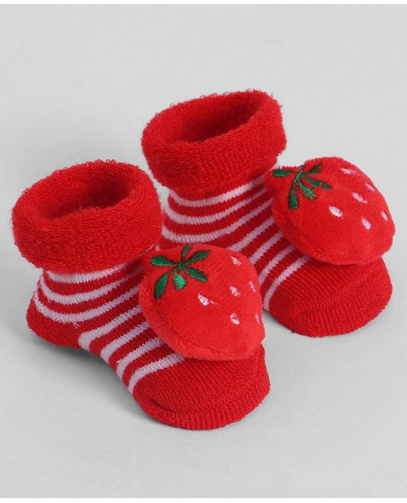 Cute Walk by Babyhug Socks With Strawberry Applique - Red