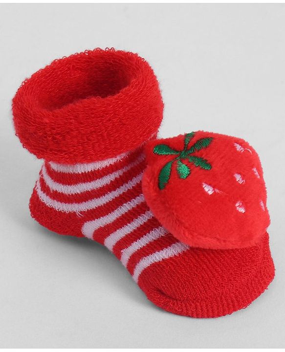 Cute Walk by Babyhug Socks With Strawberry Applique - Red