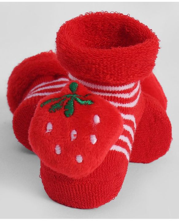 Cute Walk by Babyhug Socks With Strawberry Applique - Red