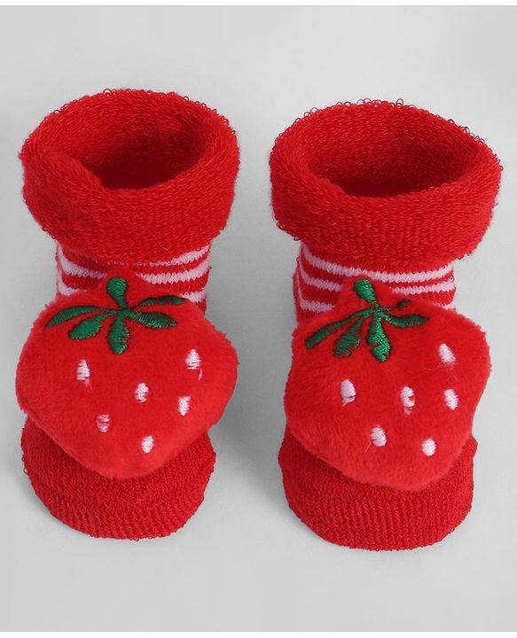 Cute Walk by Babyhug Socks With Strawberry Applique - Red