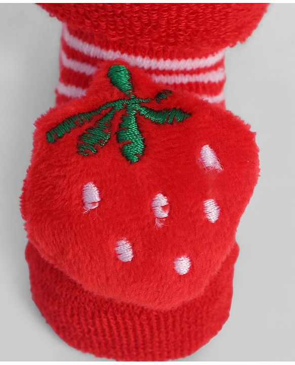 Cute Walk by Babyhug Socks With Strawberry Applique - Red