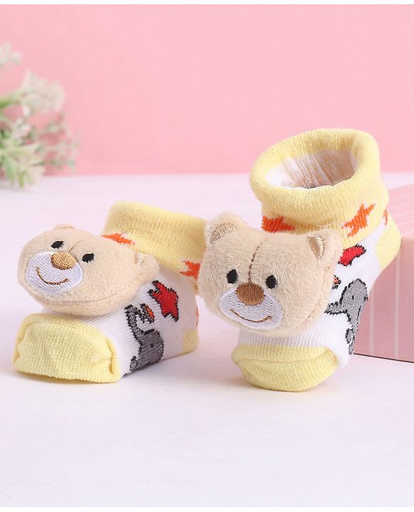 Cute Walk by Babyhug Socks With Animal Applique - Yellow