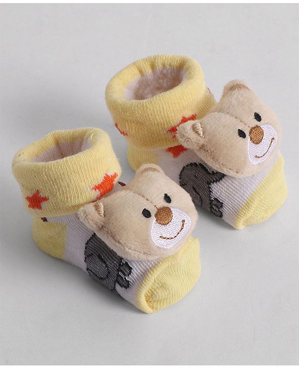 Cute Walk by Babyhug Socks With Animal Applique - Yellow