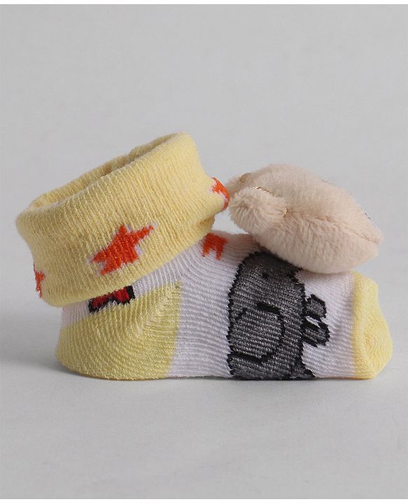 Cute Walk by Babyhug Socks With Animal Applique - Yellow