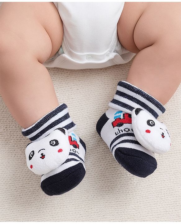 Cute Walk by Babyhug Socks With Animal Applique - Navy Blue