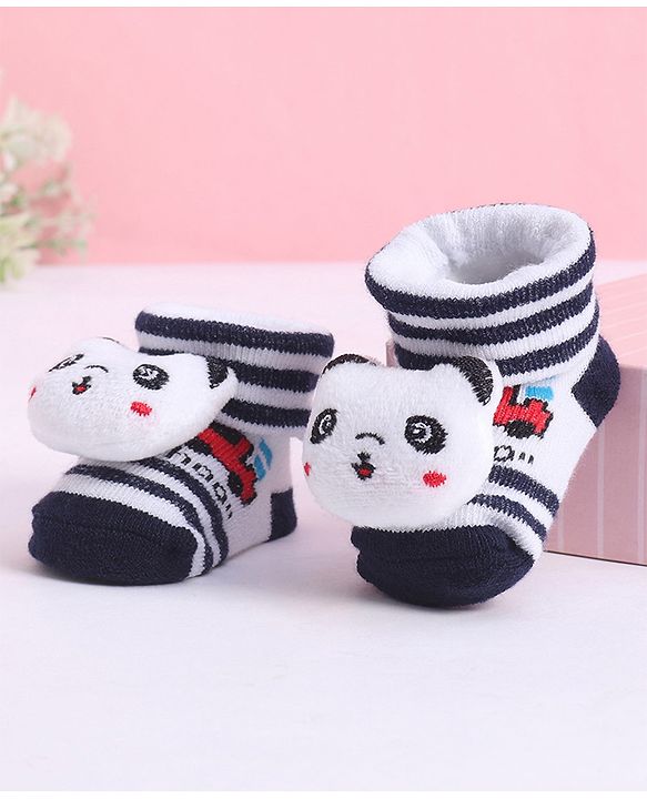 Cute Walk by Babyhug Socks With Animal Applique - Navy Blue