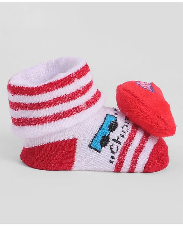 Cute Walk by Babyhug Socks With Vehicle Applique - Red