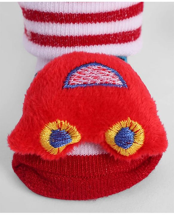 Cute Walk by Babyhug Socks With Vehicle Applique - Red
