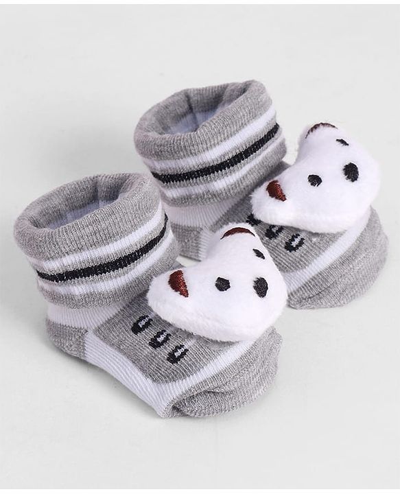 Cute Walk by Babyhug Socks With Animal Applique - Grey
