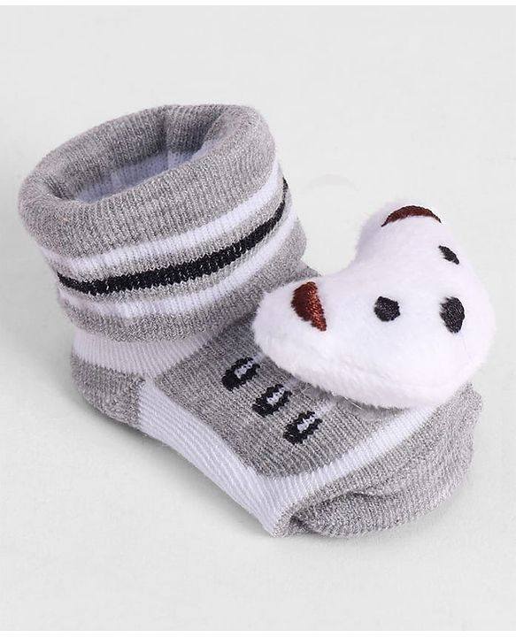 Cute Walk by Babyhug Socks With Animal Applique - Grey