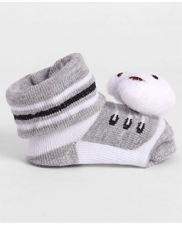 Cute Walk by Babyhug Socks With Animal Applique - Grey
