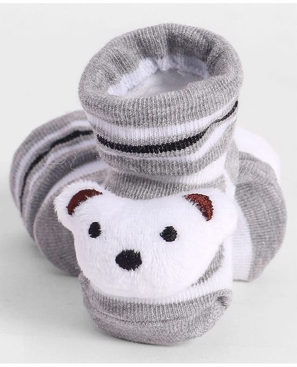 Cute Walk by Babyhug Socks With Animal Applique - Grey