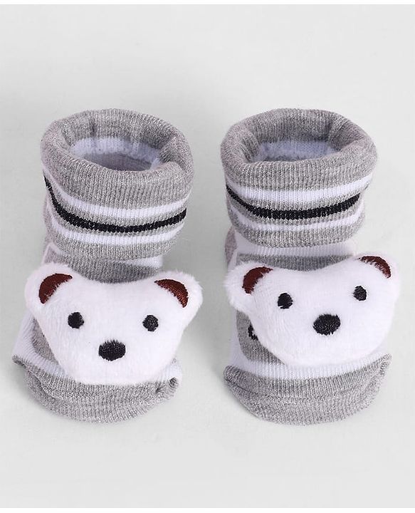 Cute Walk by Babyhug Socks With Animal Applique - Grey