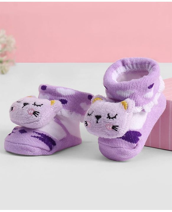 Cute Walk by Babyhug Socks With Animal Applique - Purple