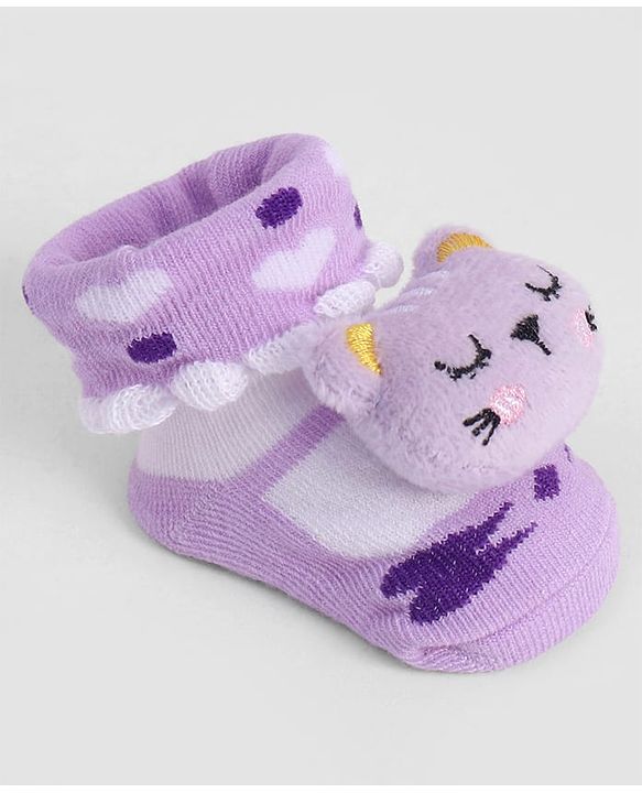 Cute Walk by Babyhug Socks With Animal Applique - Purple